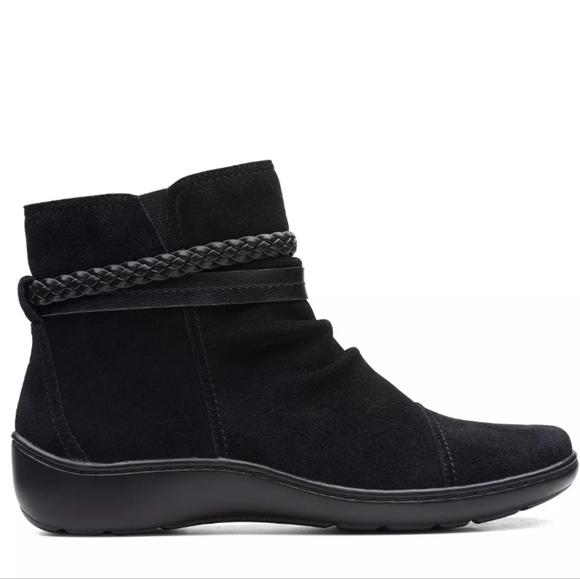 Clarks Cora Braid Booties Black - Picture 2 of 10